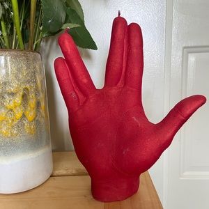 Red spock hand candle